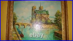 Vintage Original Oil Painting on canvas The Castle on Danube RiverSigned Exp