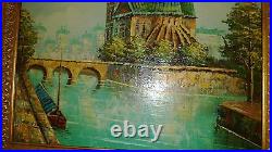 Vintage Original Oil Painting on canvas The Castle on Danube RiverSigned Exp