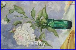 Vintage Original Oil on Canvas Floral Still Life Painting Signed, Framed