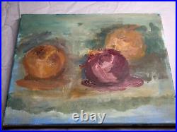 Vintage Original Oil on Canvas Realism Fruit Still Life Apples 14 x 11
