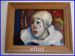 Vintage Painting Circus Clown Impressionist Portrait Expressionist Signed