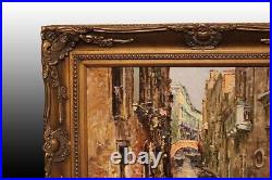 Vintage Painting Oil On Canvas Venice Italy Frame Wood Sign Decor Rare Old 20th