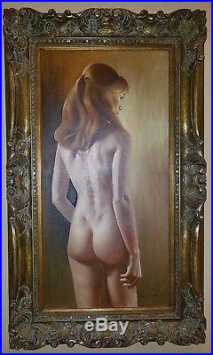 Vintage Roberto Lupetti Original Nude Oil Painting Signed on the Front and Back