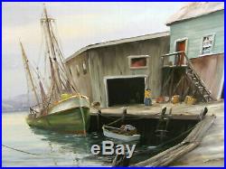 Vintage Rockport/Cape Ann Oil on Canvas Painting by listed Artist Peterson