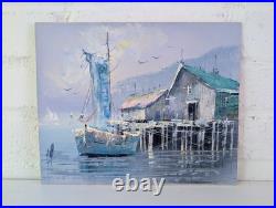 Vintage Signed Original Painting on Canvas Board Signed L. Thomas Nautical S