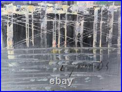 Vintage Signed Original Painting on Canvas Board Signed L. Thomas Nautical S