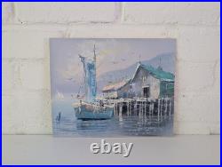 Vintage Signed Original Painting on Canvas Board Signed L. Thomas Nautical S