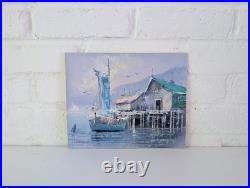 Vintage Signed Original Painting on Canvas Board Signed L. Thomas Nautical S
