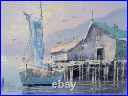 Vintage Signed Original Painting on Canvas Board Signed L. Thomas Nautical S