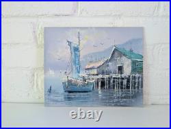 Vintage Signed Original Painting on Canvas Board Signed L. Thomas Nautical S