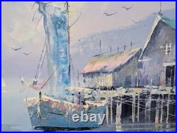 Vintage Signed Original Painting on Canvas Board Signed L. Thomas Nautical S