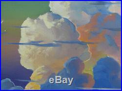 Vintage William HAWKINS Moon Clouds Large 16x20 Canvas Oil Painting Art Original