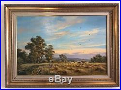 Vintage gilt framed original signed oil painting by Don Vaughn HUGE on canvas