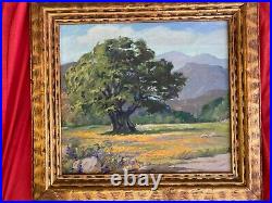 Vintage plein air California oil painting poppies with vivid colors ca 1930's