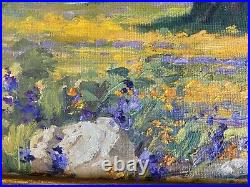 Vintage plein air California oil painting poppies with vivid colors ca 1930's