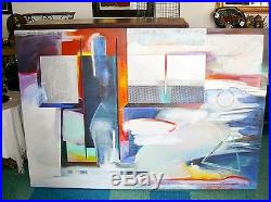 Vtg 1989 Shelly Inez Lependorf Abstract Painting on Canvas Original Art 72 Sign