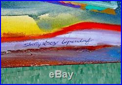 Vtg 1989 Shelly Inez Lependorf Abstract Painting on Canvas Original Art 72 Sign