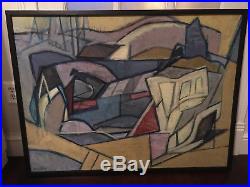 Vtg Mid Century Modern Large Original Abstract Oil Painting On Canvas Signed