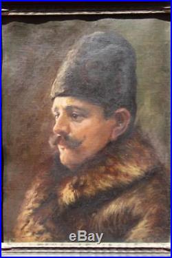 Vtg Portrait Of A Russian Man Male Oil On Canvas Original Painting Realism Frame