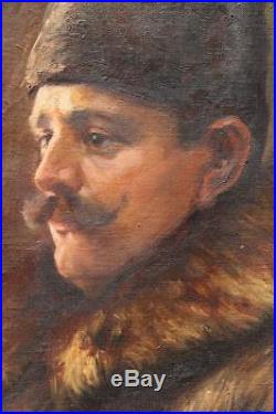 Vtg Portrait Of A Russian Man Male Oil On Canvas Original Painting Realism Frame