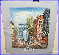 W. Burnett Paris Market Street Scene Original Oil On Canvas Painting