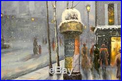 W. Hodges-Winter Town-ORIGINAL Oil Painting on Canvas, Hand Signed & Framed