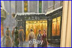 W. Hodges-Winter Town-ORIGINAL Oil Painting on Canvas, Hand Signed & Framed