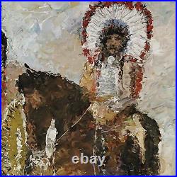 Western Indian Native American History Horses ORIGINAL OIL Painting ANDRE DLUHOS