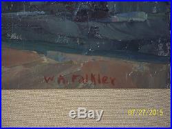 William A. Falkler Original Oil On Canvas Large Abstract Street Scene