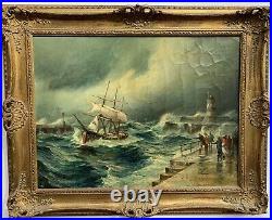 William Edward James Dean (British1884-1956) Antique 1907 oil painting, seascape