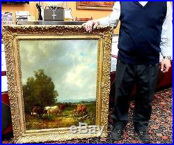 William Hart Oil Painting on Canvas Artist Original Signed Framed 1883 Antique