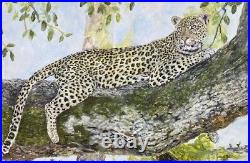 William John Jr Leopard in Tree 20x30 Acrylic Wildlife Painting on Canvas