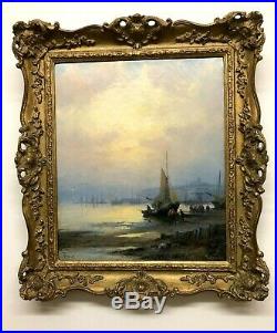 William Thornley Antique Original Oil On Canvas Coastal Shipping Scene 1880s