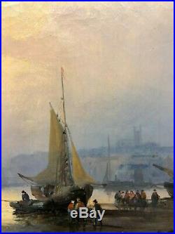 William Thornley Antique Original Oil On Canvas Coastal Shipping Scene 1880s