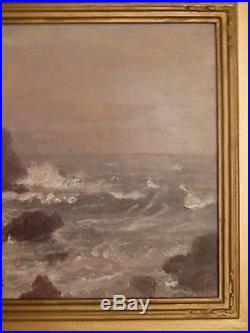 William Trost Richards Original Oil Painting on Canvas circa 1860 Seascape