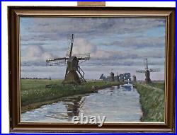 Windmill By The Water Interesting Oil Painting On Canvas
