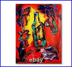 Wine drinks ART Painting on canvas IMPRESSIONIST ART BTV