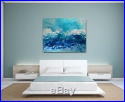 XXL Ocean Original Abstract Seascape Art On Canvas Painting By Caroline Ashwood
