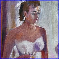 YARY DLUHOS Woman Female Figure Girl Mirror Dress Original Art Oil Painting