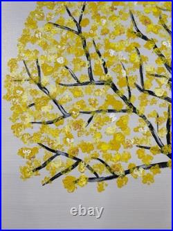 Yellow Tree With Squirrel Abstract Painting On Canvas