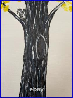 Yellow Tree With Squirrel Abstract Painting On Canvas